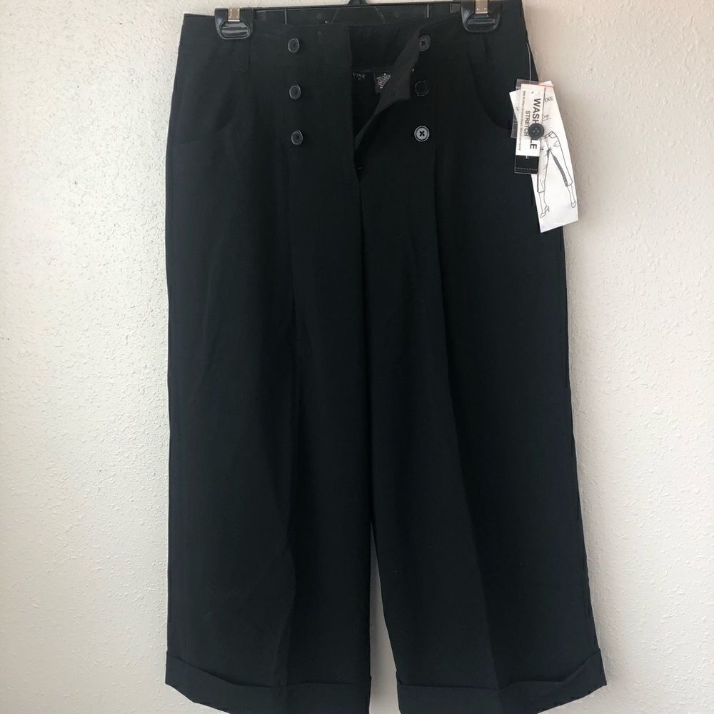 NWT Larry Levine Black Career Crop Pants Size 8